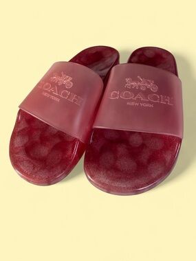 Coach Ulyssa Pink Glitter Jelly Slides
